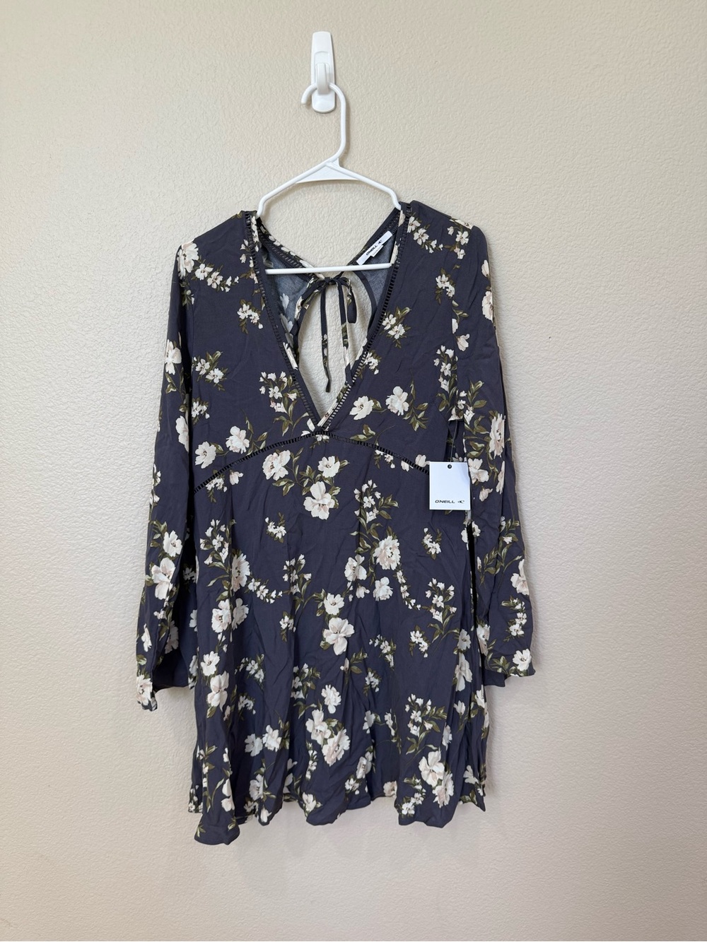 O'Neill Dark Navy Floral Long-Sleeve Mini Dress